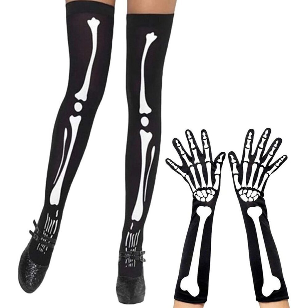 Halloween Costume Socks Gloves Set Polyester for Women Girls Halloween Party